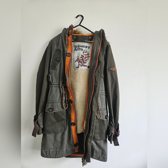 Superdry | Coat -XS Army | Hooded Jacket With Removable Lining - Picture 2 of 9